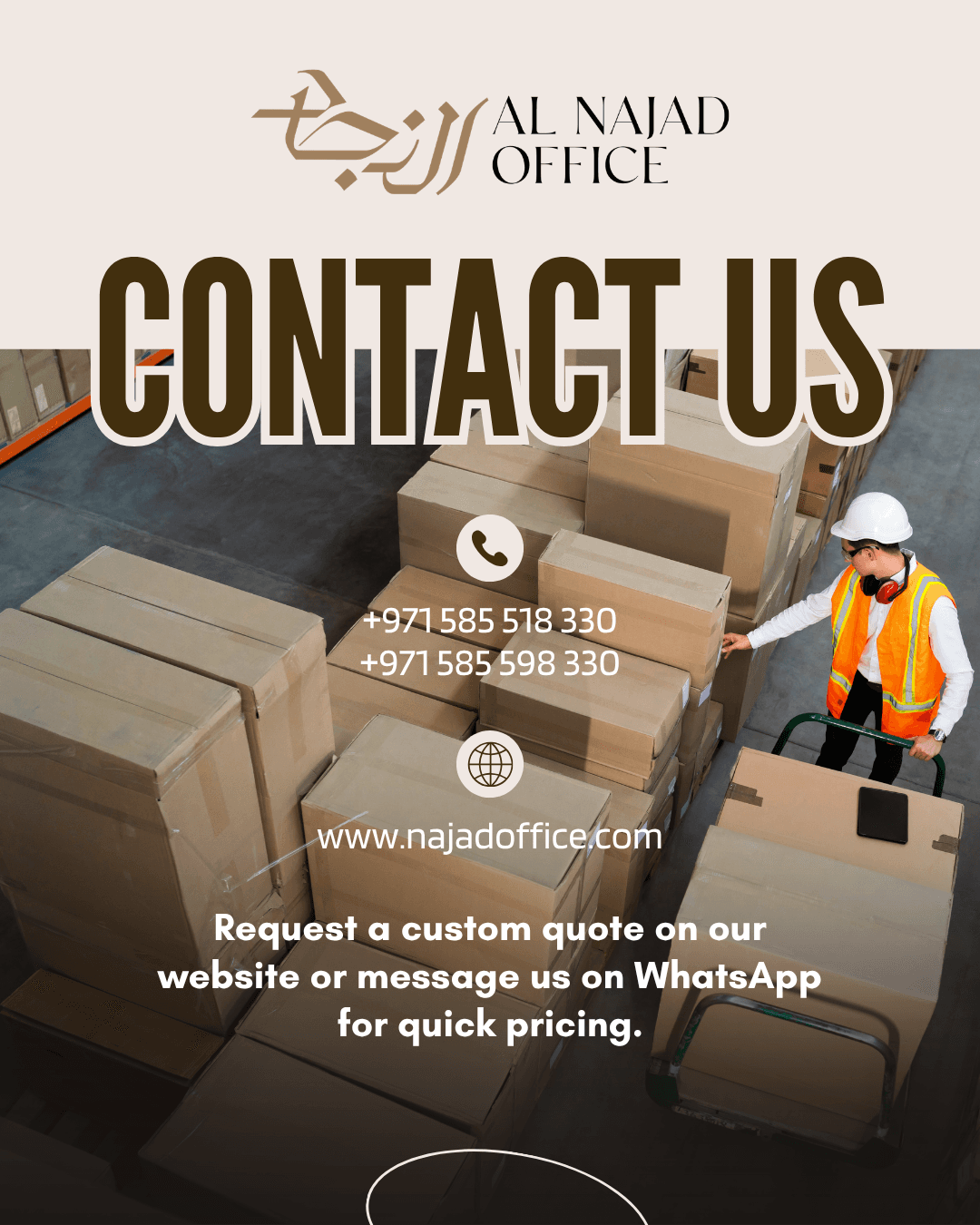 Al Najad Office contact and ordering social media post